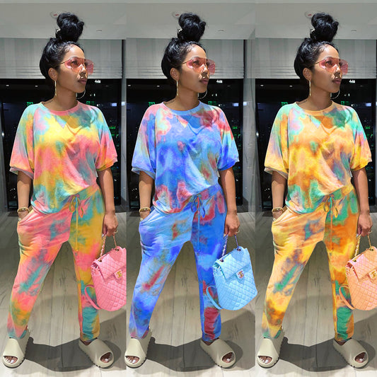 Wo-Piece Tie-Dye Fashion Casual Home Set