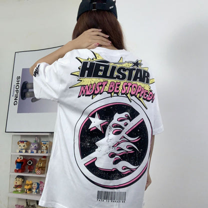 S.M. Hell star explosion news street fashion short-sleeved S.W.