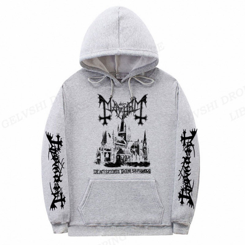 S.M. Men's Solid Color Printed Fashion Hoodie