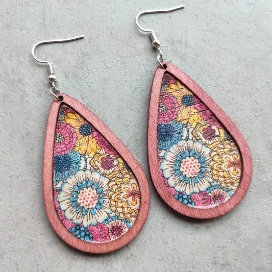 Simple Floral Cork Design Earrings - F.J.C. JEWELRY