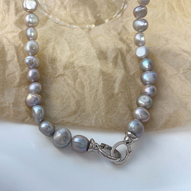 S925 Sterling Silver Baroque Pearl Necklace For Women