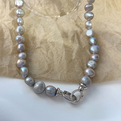 S925 Sterling Silver Baroque Pearl Necklace For Women