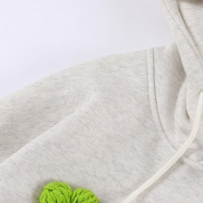 S.M. Small Flowers  Embroidery Hooded Long-sleeved Tops Men