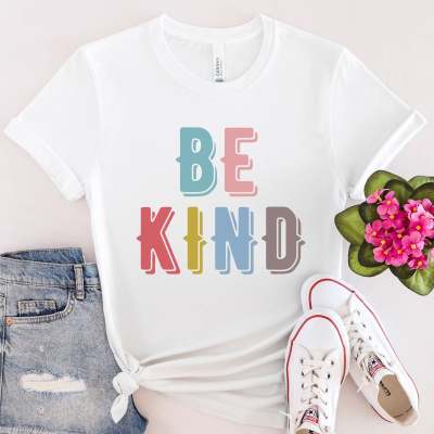 S.W.  Women's "Be Kind" Casual Round Neck Short Sleeves