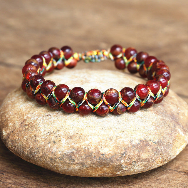 Hand-woven Adjustable Tiger-eye Bracelet