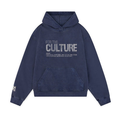 S.M. "CULTURE". Retro Letter Rhinestone Street Hoodie