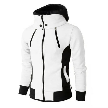 F.J.C.  S.M. men's  Zip UP Hooded  Fake Two Piece Sports Cardigan