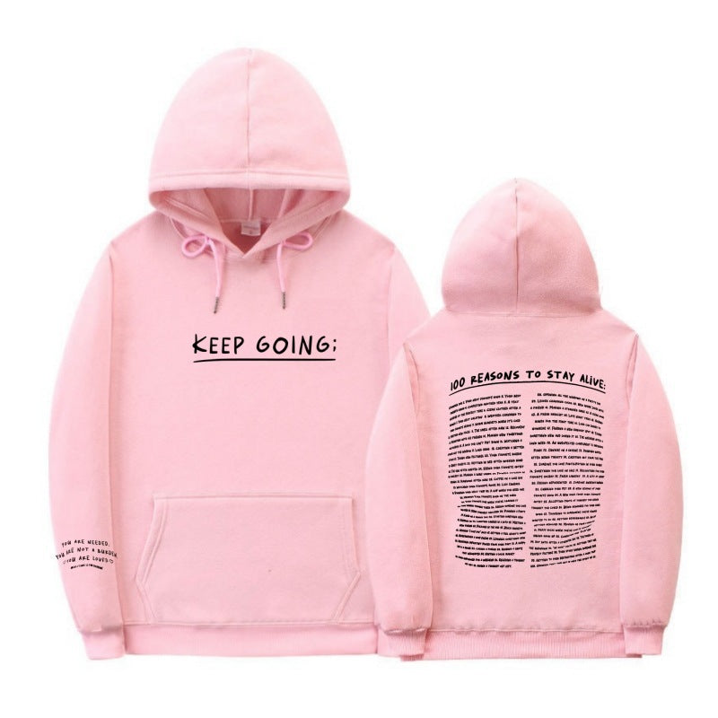 S.M Letter Printing Long-sleeved Drawstring Hooded Sweatshirt S.W.