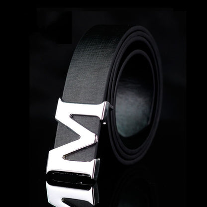 Men's Style Letter M Smooth Buckle Belt S.M.