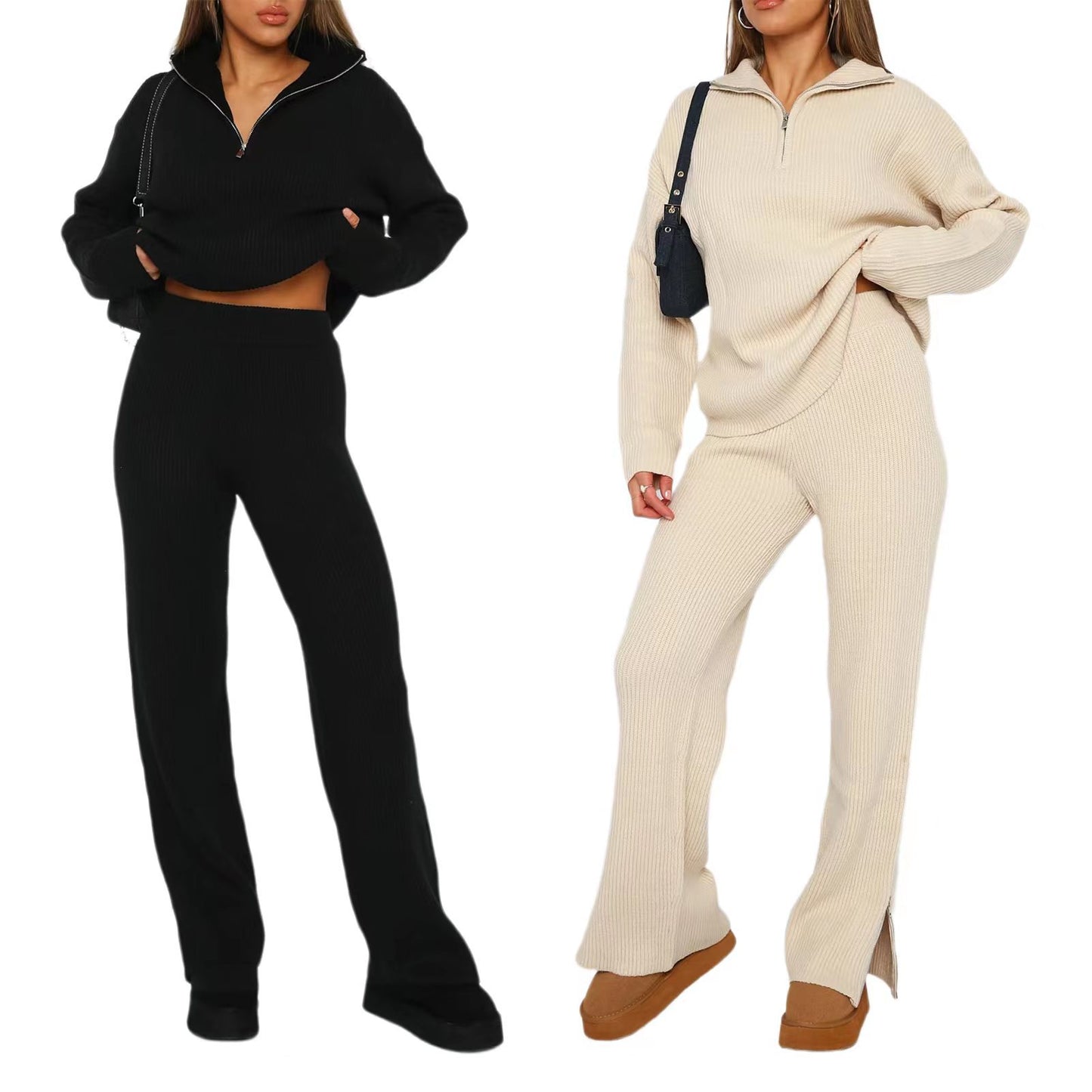 S.W.  Comfortable Wool Zipper Long Sleeve pants Suit