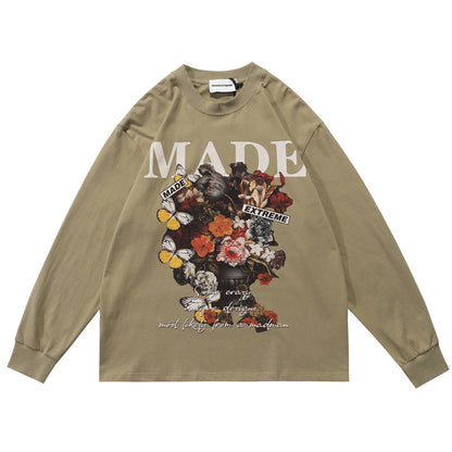 Letter print "MADE"  Street Loose FITTING Crew Neck T-Shirt S.M.