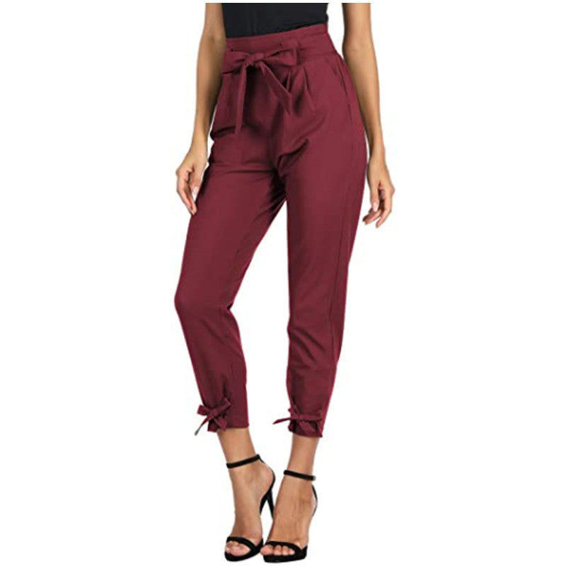 S.W. High Waisted Lace Up And Loose Fitting pants Women Clothing