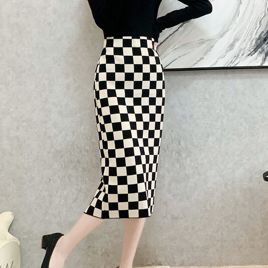 F.J.C.  S.W. Chessboard Knitted Skirt