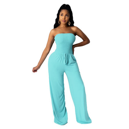 S.W. Solid color breast wrap loose women's romper