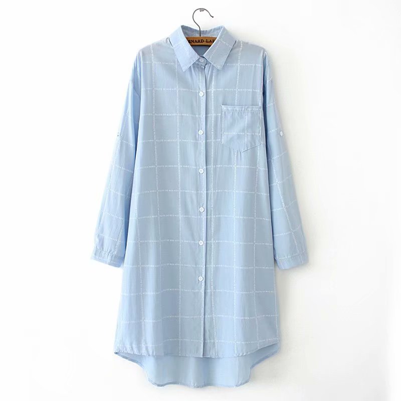 New Mid-length Chiffon Sunscreen Clothing Women Korean Long-sleeved Loose Plaid Thin Coat