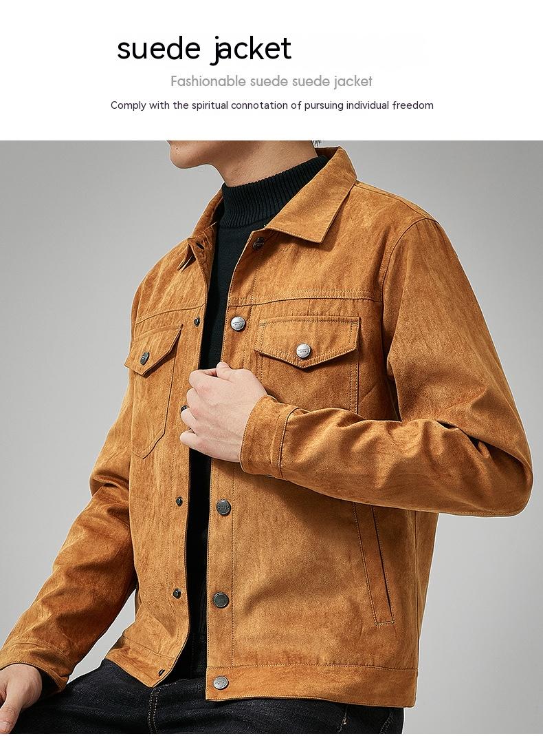 S.M. Men's Casual Suede Brushed Fabric  British Style Jacket