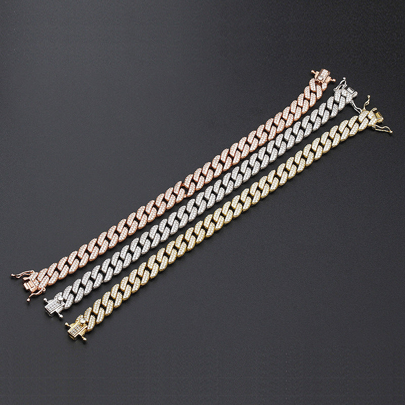Hip Hop S925 Silver Diamond Cuban Zircon Bracelet
