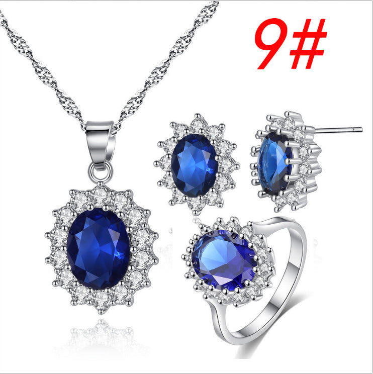 Sunflower Jewelry Set Necklace Ring Stud Earrings Bridal Jewelry