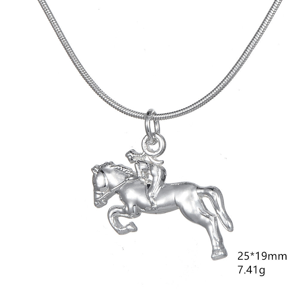 Ornament Fashion Pegasus Galloping Three-dimensional Pendant Necklace Bracelet