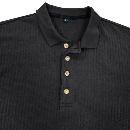 S.M.  Men's Long-sleeved T-shirt Polo With Lapel