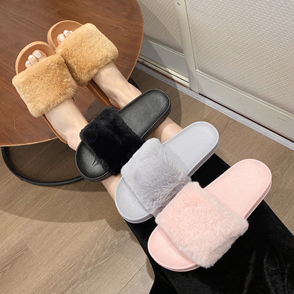 Slides Flat Bottom Fluffy Slippers Wholesale