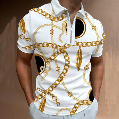 High Quality Men's Polo style Shirts Luxe Print  Short Sleeve Shirt