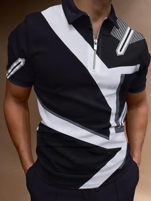 High Quality Men's Polo style Shirts Luxe Print  Short Sleeve Shirt