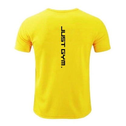 S.M.  JUST GYM Printed fitness Slim fit Quick drying mesh T-shirt men's bodybuilding training wear