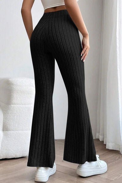 S.W.  Basic Bae Full Size Ribbed High Waist Flare Pants