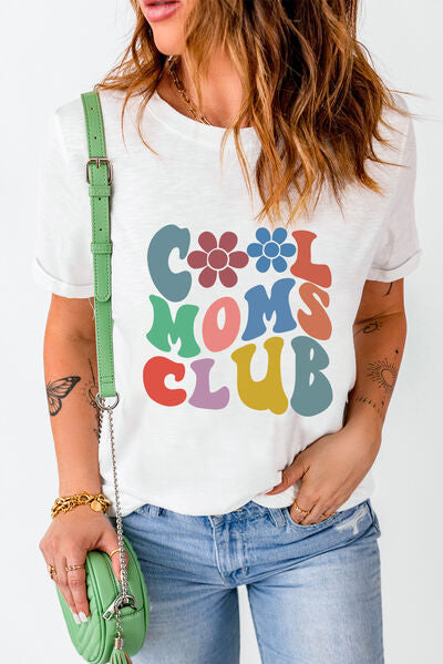 S.W.  COOL MOMS CLUB Round Neck Short Sleeve T-Shirt