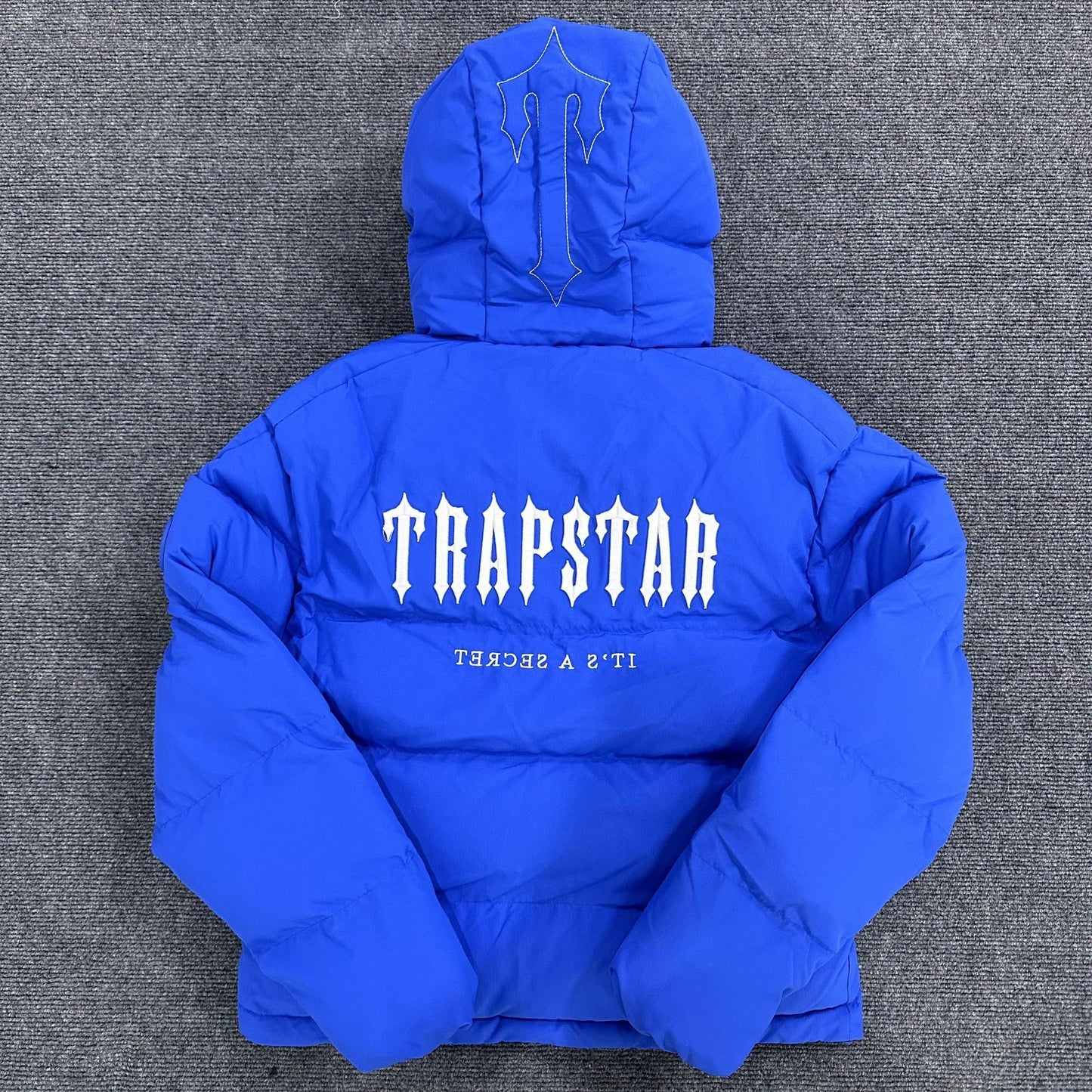 Trapstar dark blue hooded coat new original European and American high street fashion couple's quilted suit