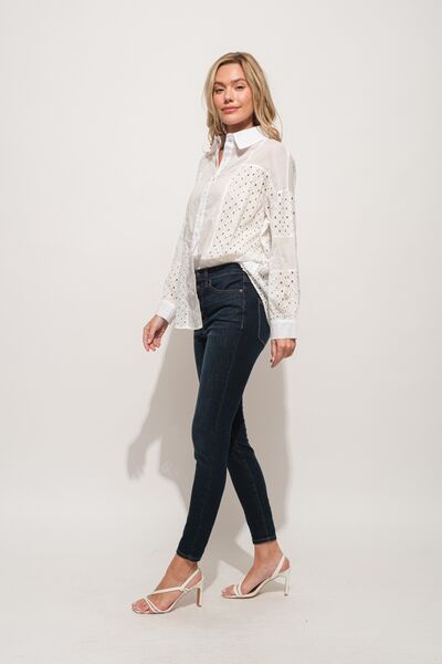 S.W. And The Why Eyelet Long Sleeve Button Down Shirt