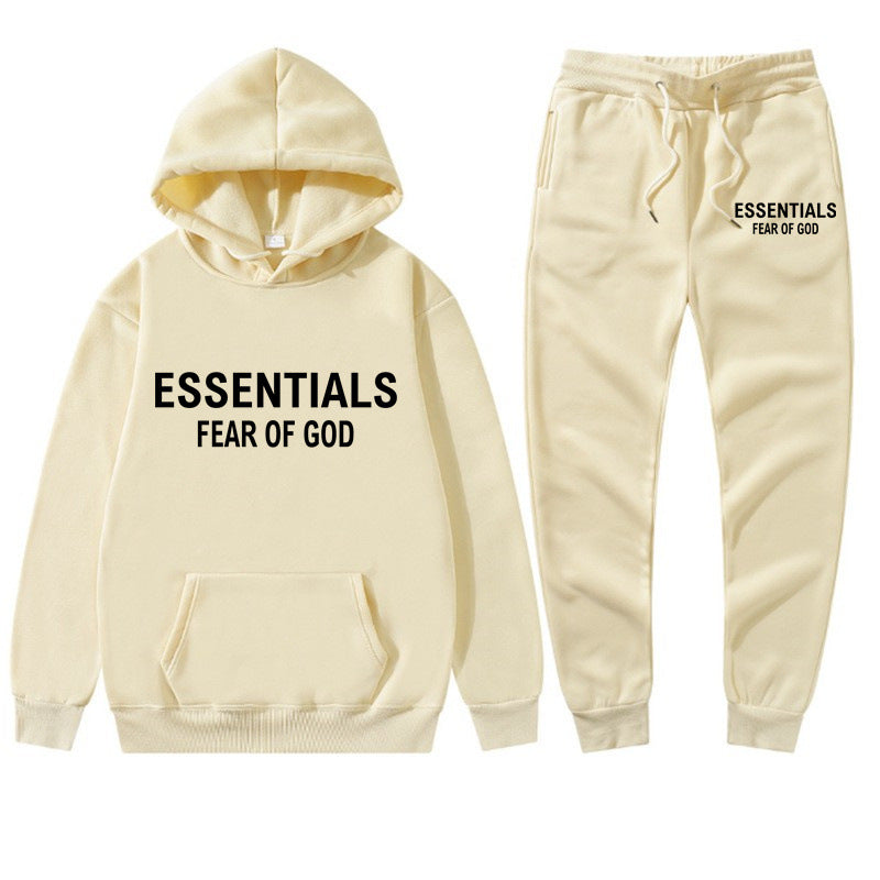 S.M. Cross-border ESSENTIALS double thread cotton hoodie hoodie + sweatpants