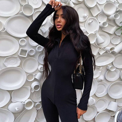 Women's Long Sleeve V-Neck Skinny Jumpsuit womens