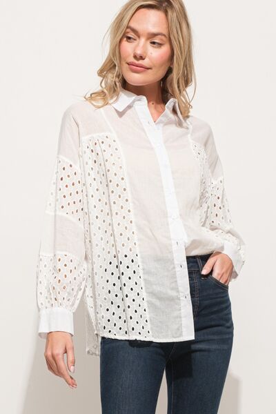 S.W. And The Why Eyelet Long Sleeve Button Down Shirt