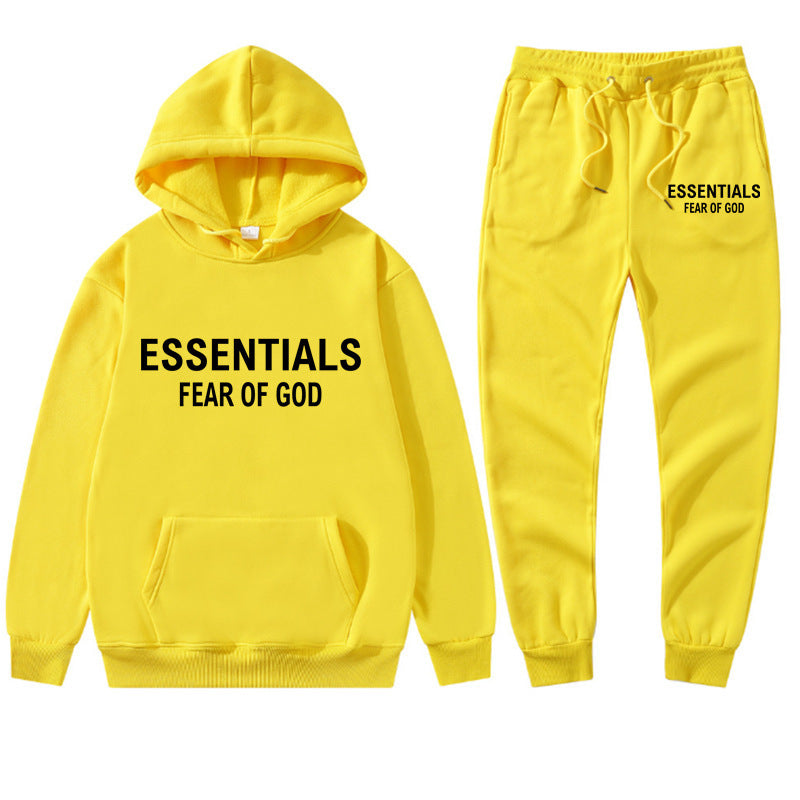 S.M. Cross-border ESSENTIALS double thread cotton hoodie hoodie + sweatpants