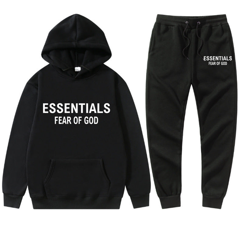 S.M. Cross-border ESSENTIALS double thread cotton hoodie hoodie + sweatpants