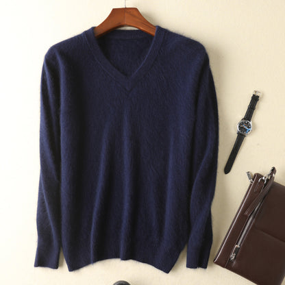 S.M.   Mink  V-neck pullover sweater