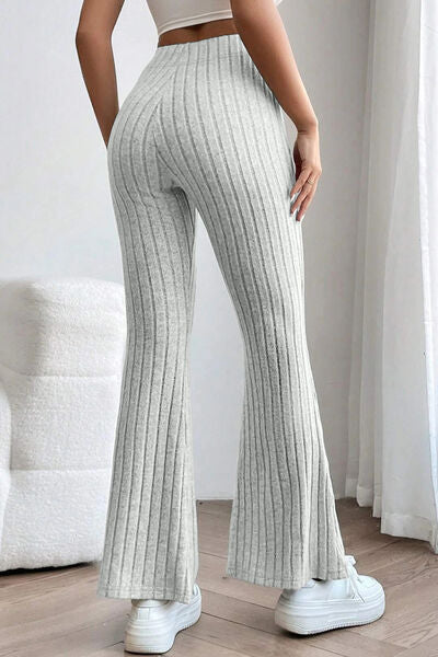 S.W.  Basic Bae Full Size Ribbed High Waist Flare Pants