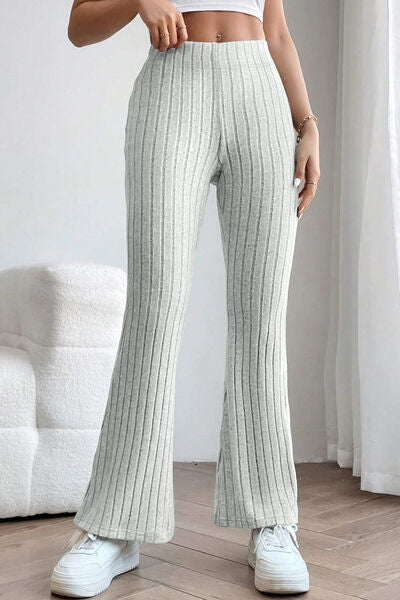 S.W.  Basic Bae Full Size Ribbed High Waist Flare Pants