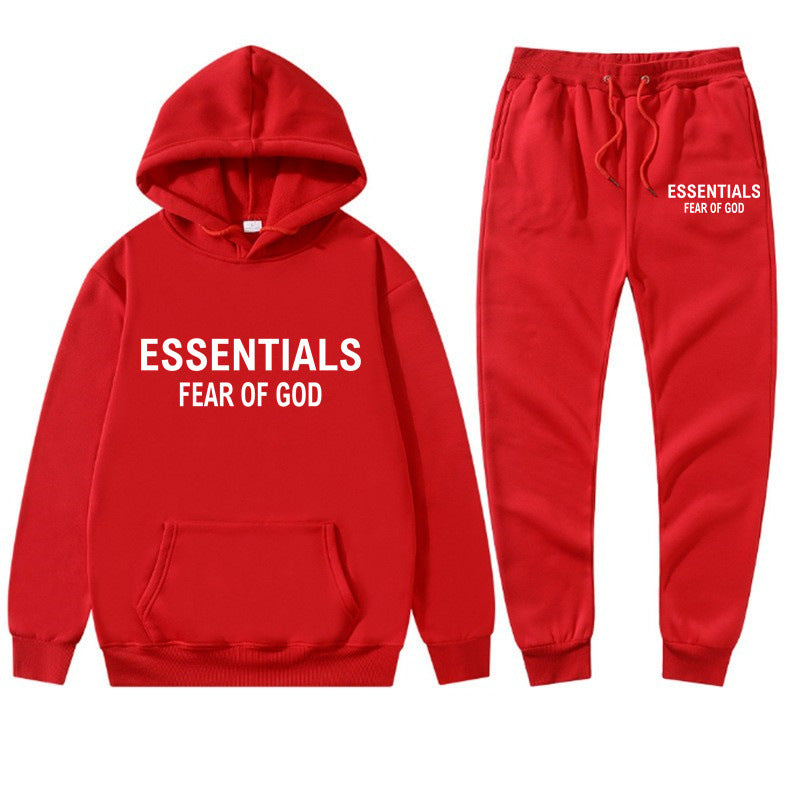 S.M. Cross-border ESSENTIALS double thread cotton hoodie hoodie + sweatpants