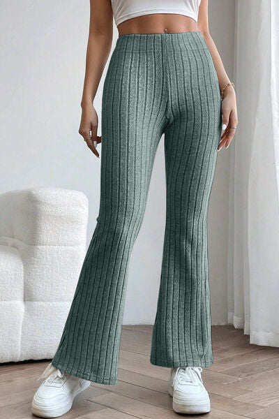 S.W.  Basic Bae Full Size Ribbed High Waist Flare Pants