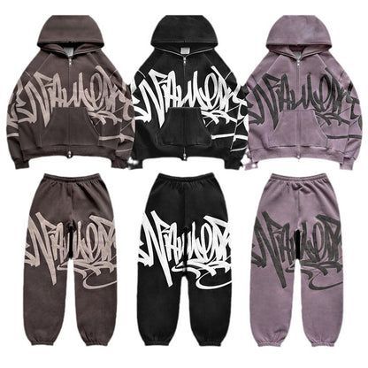 S.W.  3D women's Graphic Outdoor zipper hoodie set