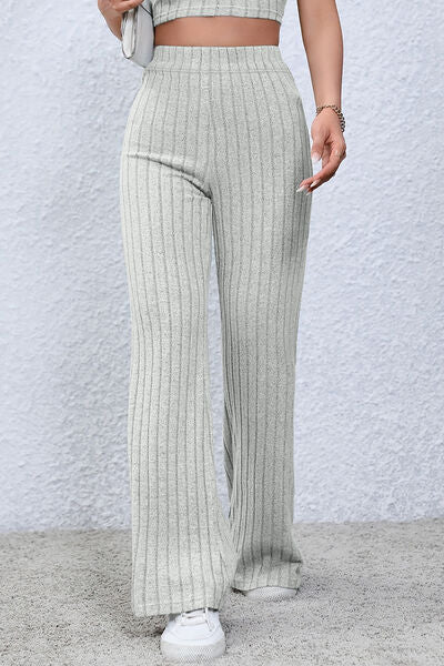 S.W.  Basic Bae Full Size Ribbed High Waist Flare Pants