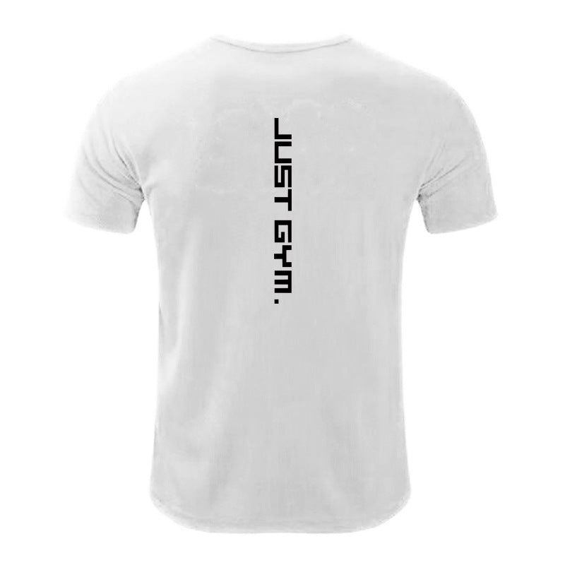 S.M.  JUST GYM Printed fitness Slim fit Quick drying mesh T-shirt men's bodybuilding training wear