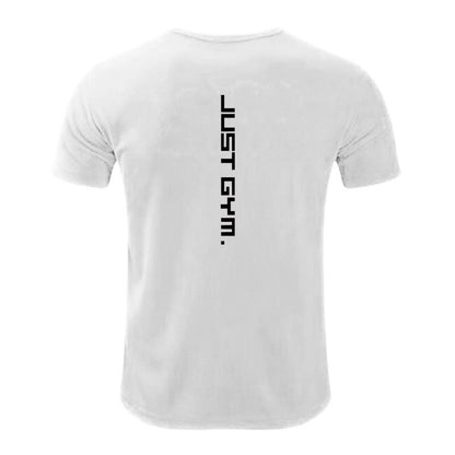 S.M.  JUST GYM Printed fitness Slim fit Quick drying mesh T-shirt men's bodybuilding training wear