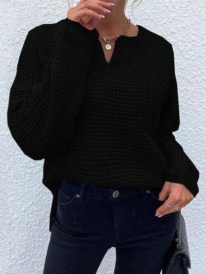 S.W.  Notched Long Sleeve Sweater