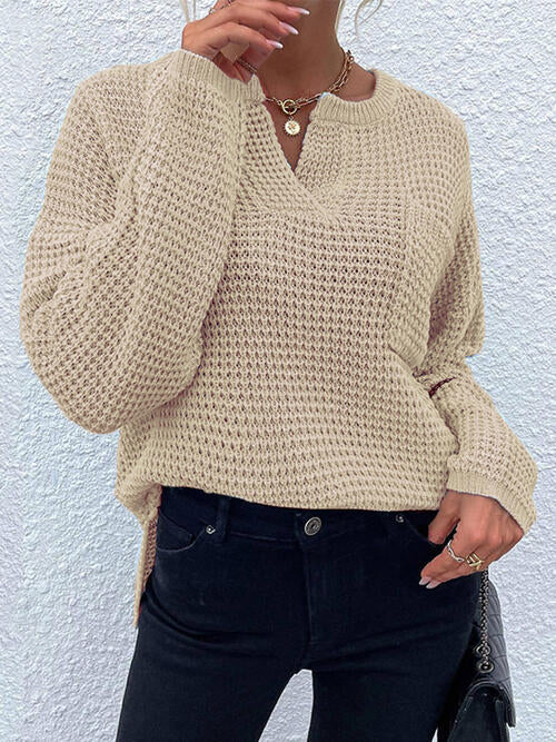 S.W.  Notched Long Sleeve Sweater