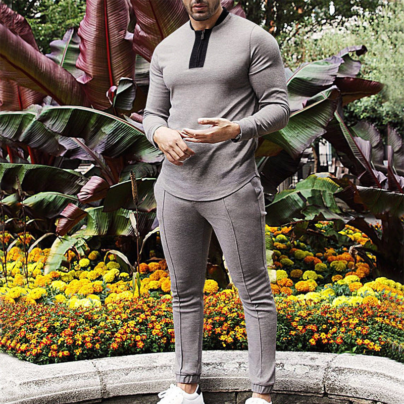 S.M.  Men's Sports fashion casual half zipper Jogger suit