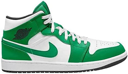 Jordan mens Nike Air 1 Mid , Black/Lucky Green-white, 10